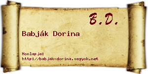 Babják Dorina névjegykártya